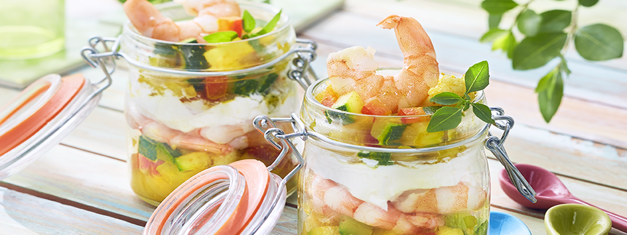 Verrines de crevettes sucrées-salées