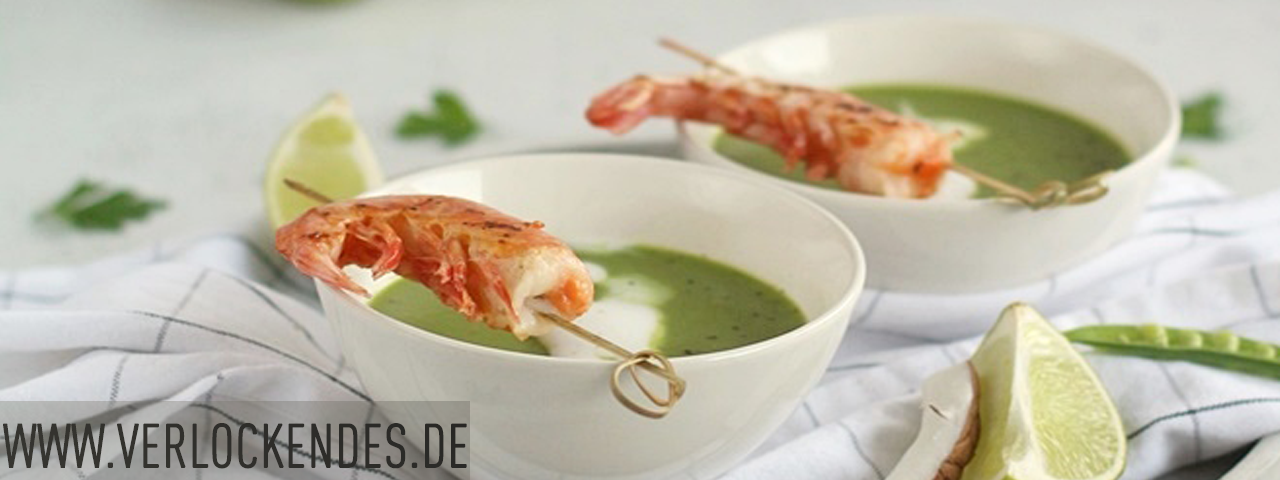 Crevettes sur une soupe à la crème
