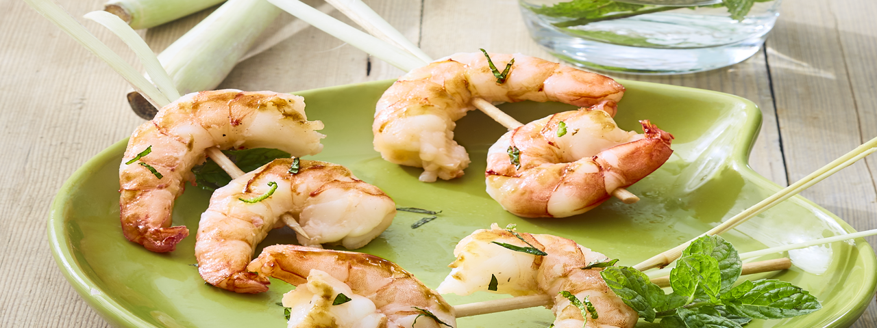 Brochettes de crevettes au citron
