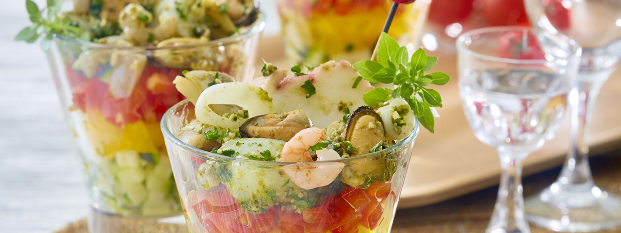 Verrines fruits de mer légumes d’été