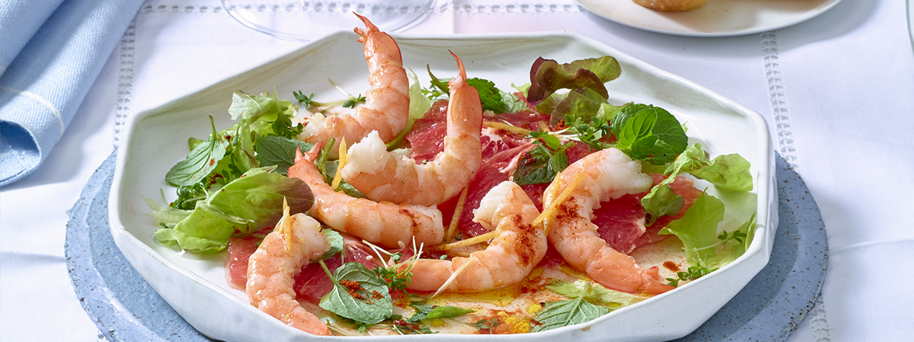 Crevettes aux agrumes et à la menthe