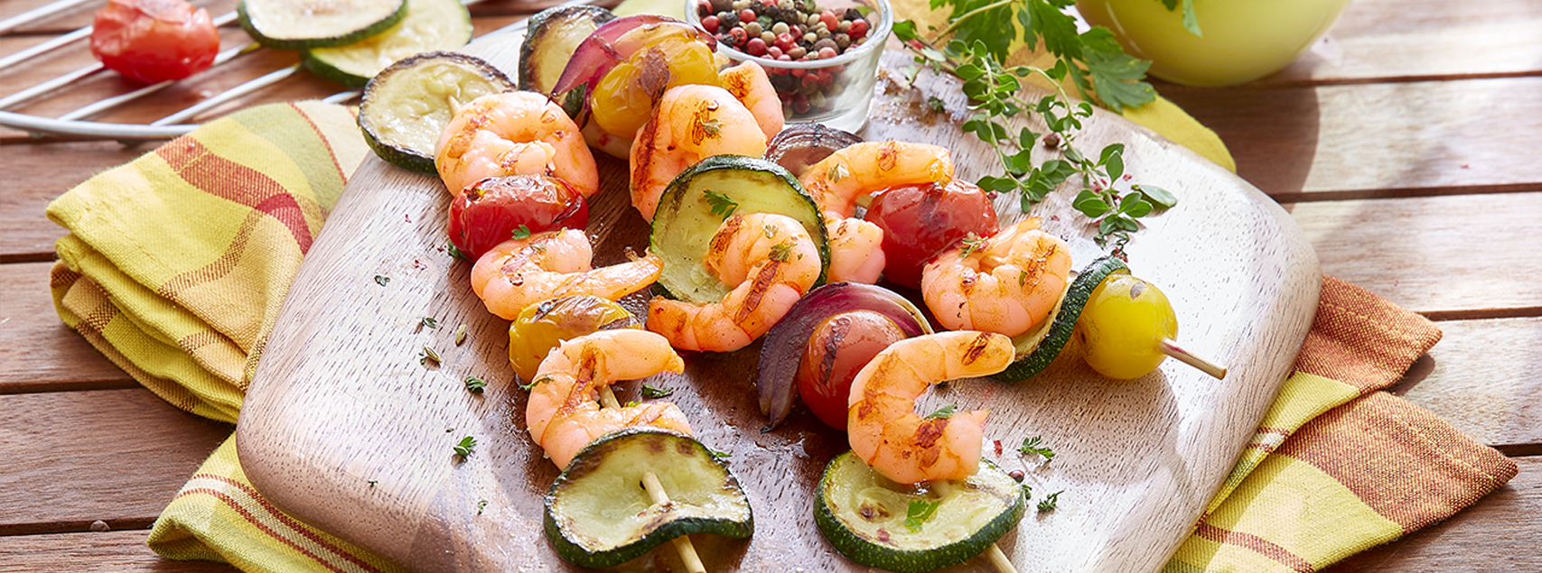 Brochettes de crevettes grillées
