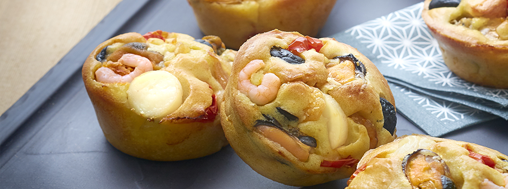 Muffins aux fruits de mer et aux olives
