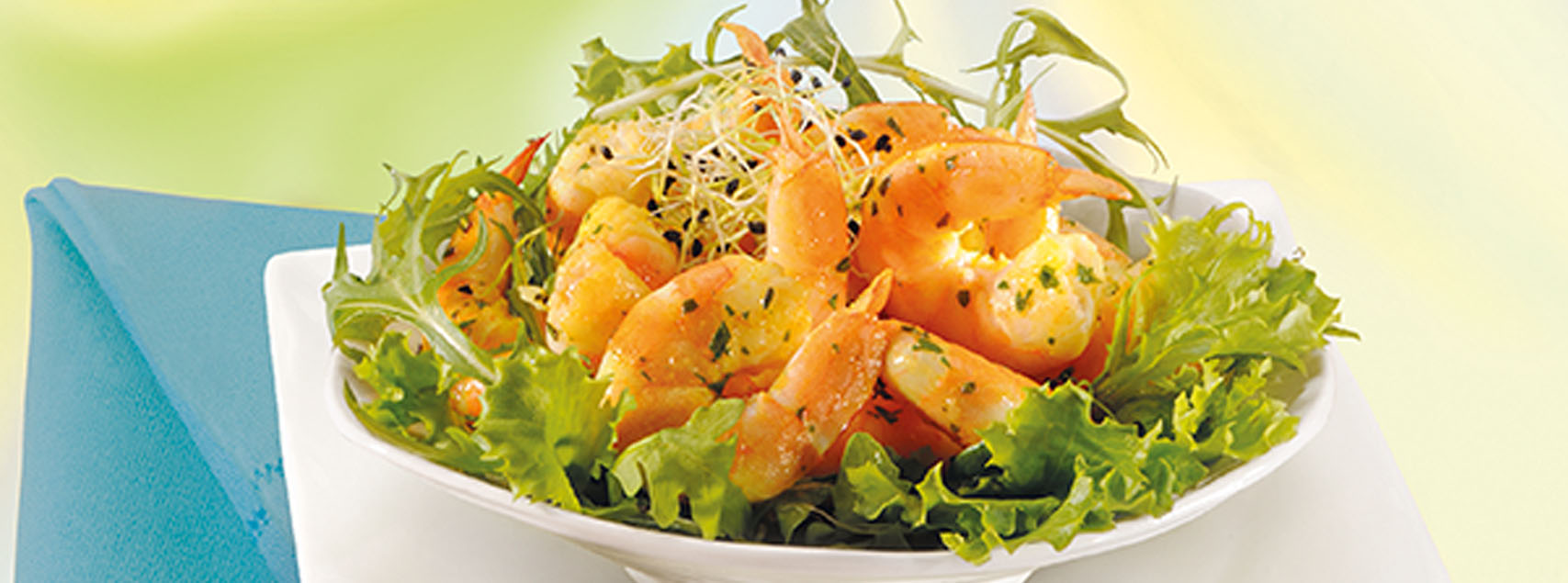 Salade exotique de crevettes et roquette