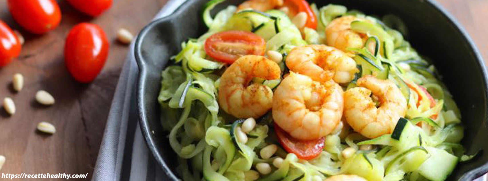 Crevettes épicées et spaghettis de courgettes