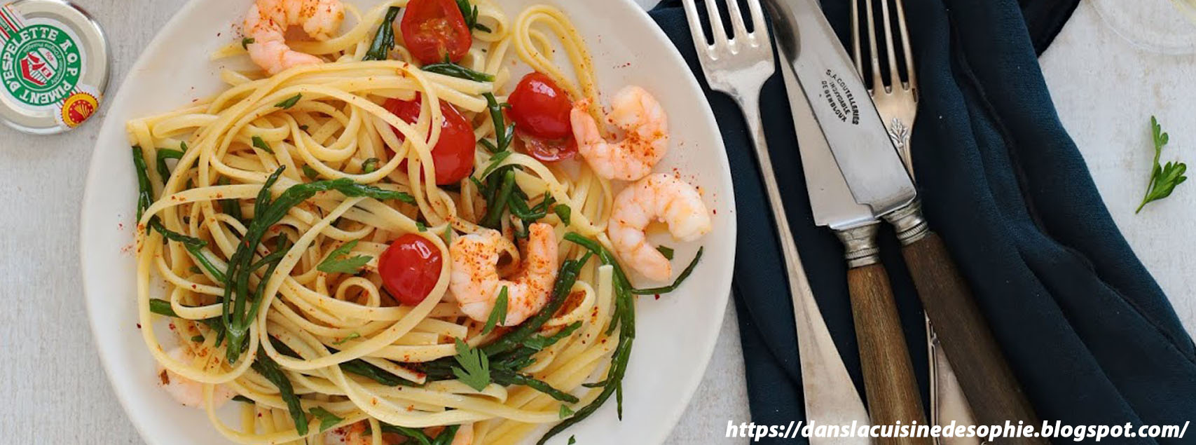 Linguine aux crevettes et salicorne