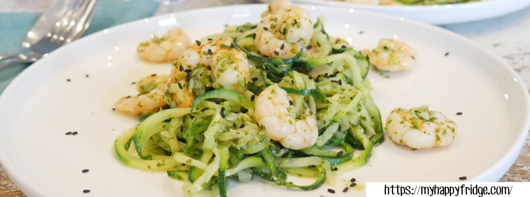 Spaghettis de courgettes aux crevettes