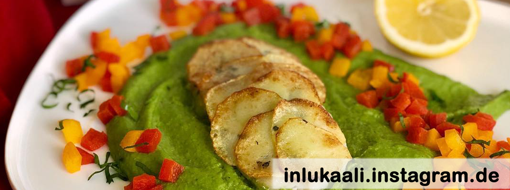 Cabillaud et rondelles de pommes de terre, sur purée de petits pois