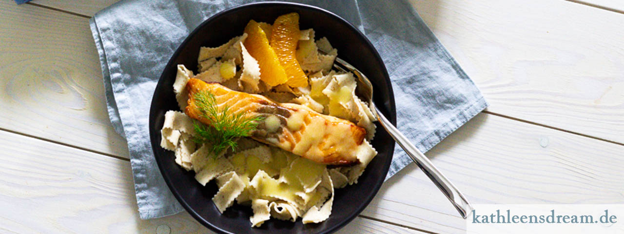 Pâtes au saumon, sauce à l&rsquo;orange et au fenouil
