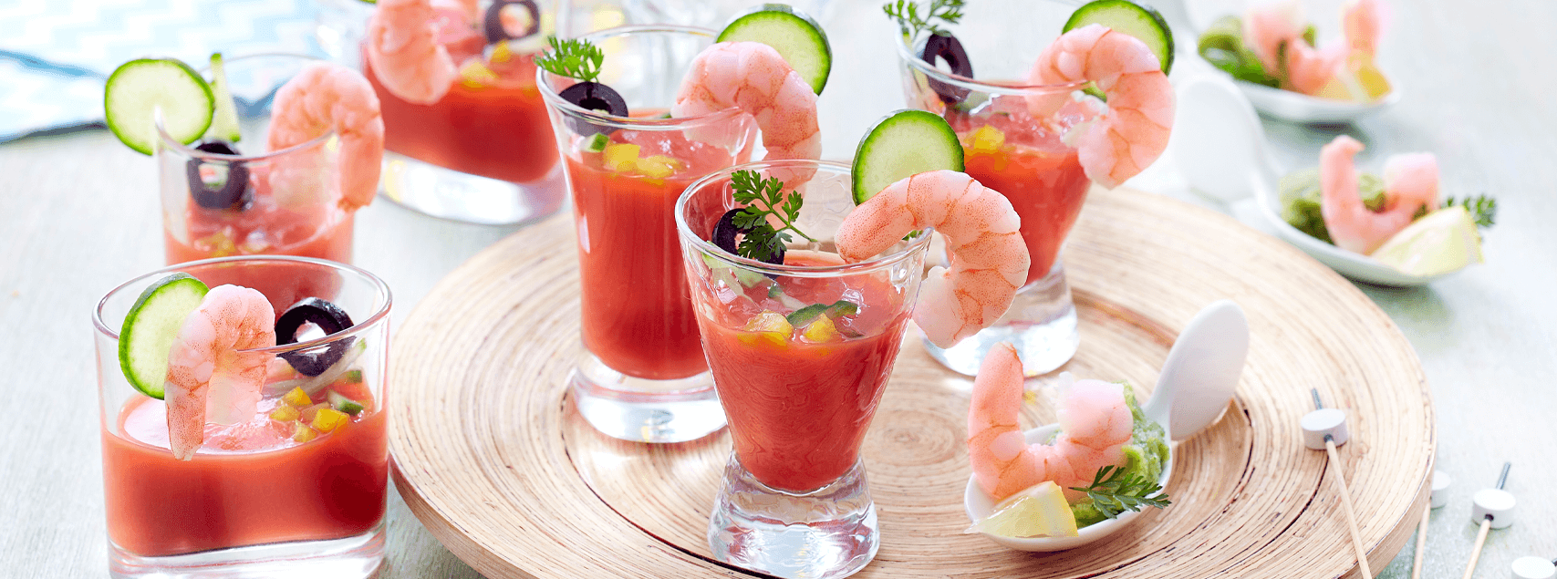 Gaspacho de tomates et crevettes