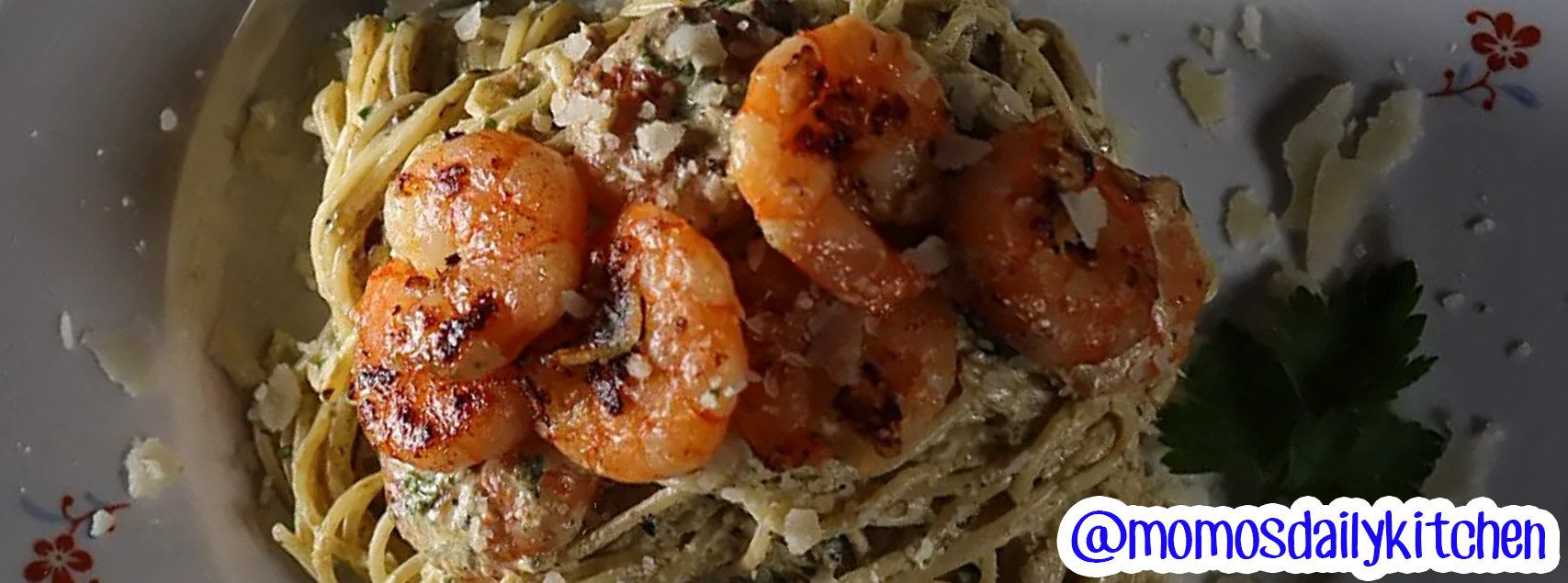 Pâtes au pesto et crevettes